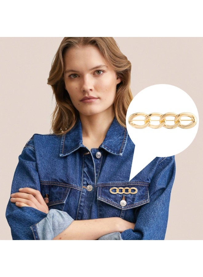4 Sets Gold Adjustable Chain Pant Waist Tightener, No Sew Jeans Button Pins, Reusable Waist Buttons for Loose Jeans Coats Shirts Shawls - Image 5