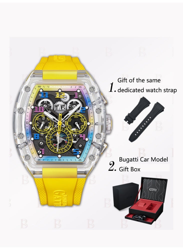 Bugatti Men's Fully Automatic Mechanical Watch Limited Edition Trendy Fashion Sports Night Light Watch - Image 1