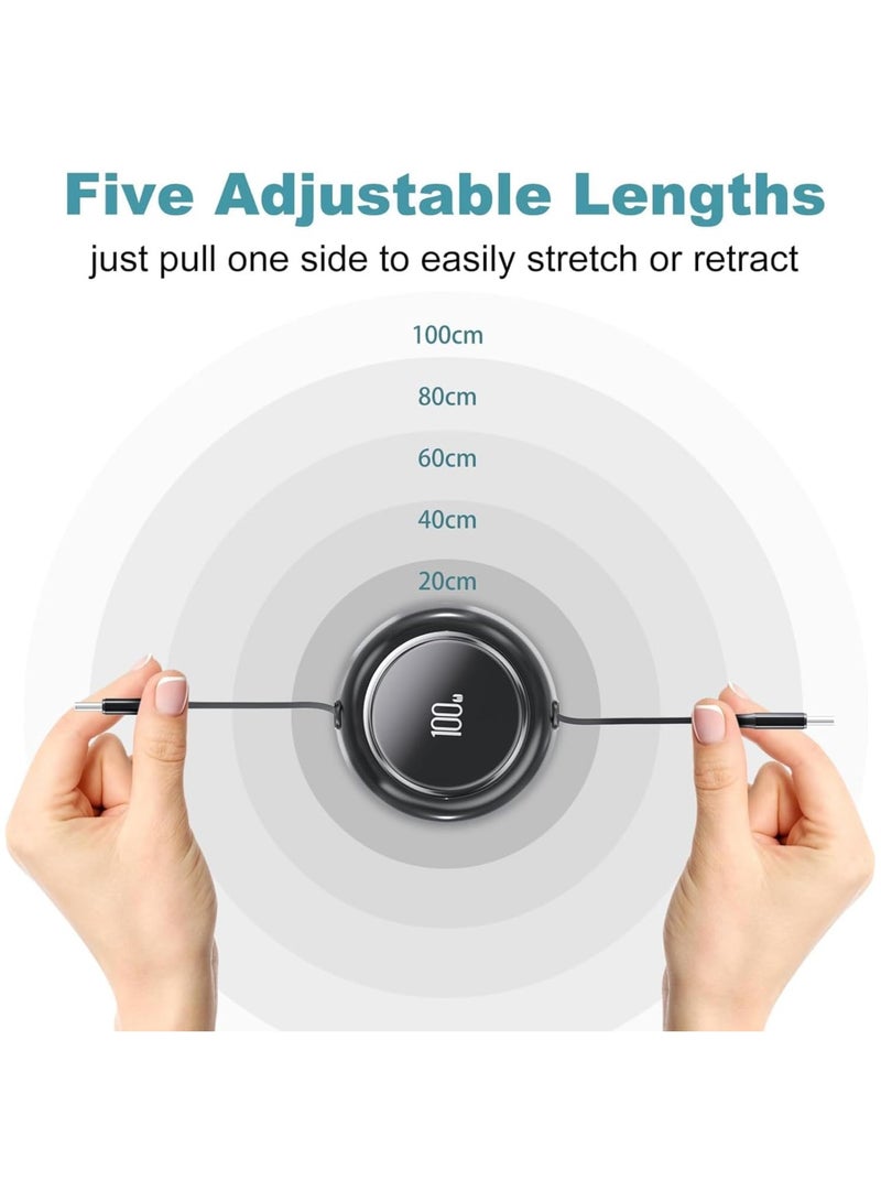 GUDOO USB C Cable, Mini 100W Retractable USB C To USB C PD 5A Fast Charging Cable, 1M Length Type C Charger Compatible for iPhone 15/15 Plus/15 Pro/15 Pro Max/Pad Pro/Air/Mini, for Galaxy and More  - Image 4