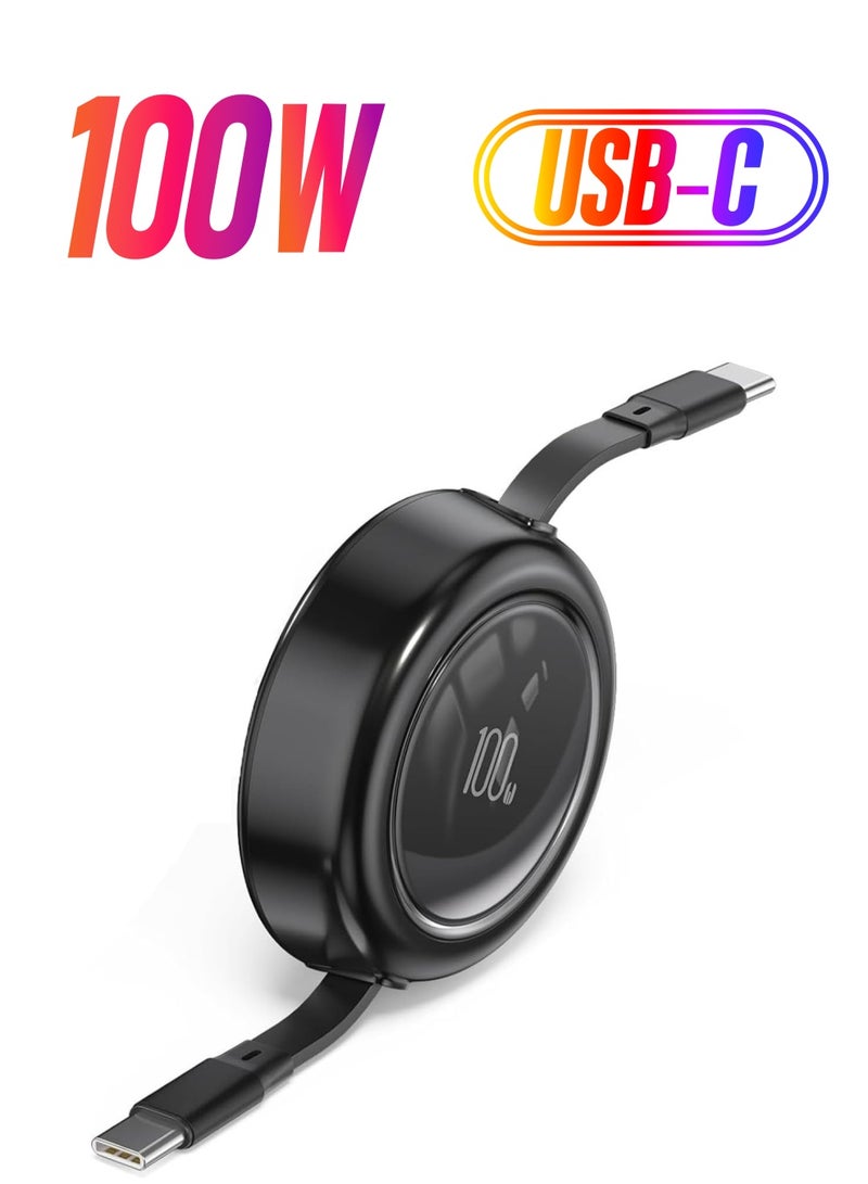 GUDOO USB C Cable, Mini 100W Retractable USB C To USB C PD 5A Fast Charging Cable, 1M Length Type C Charger Compatible for iPhone 15/15 Plus/15 Pro/15 Pro Max/Pad Pro/Air/Mini, for Galaxy and More  - Image 1