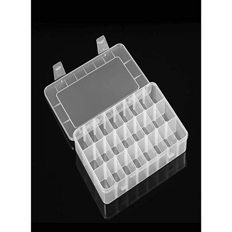 SOLARAE Plastic Organizer Container Box, 24 Grids Storage Box With Adjustable Dividers Organizer Storage Container Removable Grid Compartment Big Clear Slot Box Case For Beads Earring Small Items