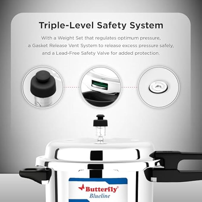 باترفلاي قدر ضغط من الفولاذ المقاوم للصدأ من بلو لاين، سعة 75 لترًا، متوسط ​​الحجم، Bl75L - Image 4