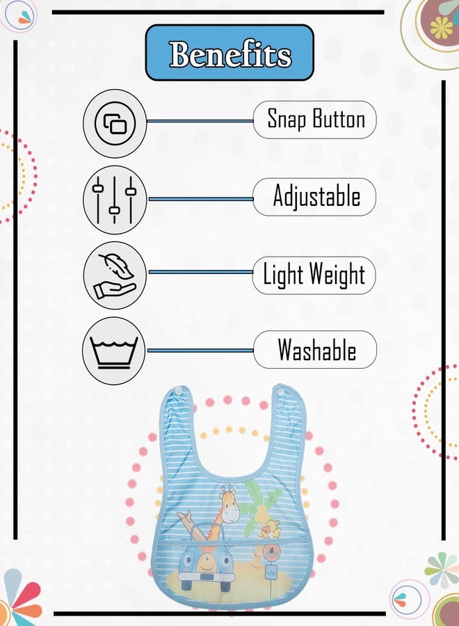 BTfash Babies Soft Button Bib for Feeding | Waterproof Bib for New Born | Washable Feeding Aprons for Infants & Toddlers | Reusable, Comfortable & Ideal for Mealtime | Gentle on Skin (Assorted_PO6) - Image 3