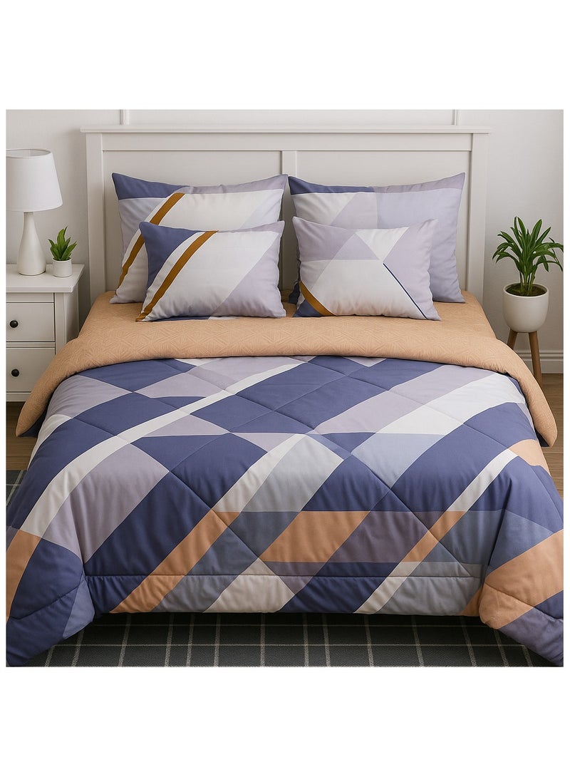 ELEGA DECOR 6-Piece Reversible Microfiber King Comforter Set 240x260 cm | Soft & Cozy Bedding Set with Pillowcases and Shams | Assorted Prints - Image 1
