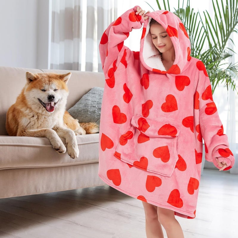 Fiosnow Love Blanket Hoodies for Women and Men Adult Oversize Wearable Blanket Hoodies for Soft and Warm - Image 2