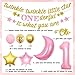 Balterever Twinkle Twinkle Little Star 1st Birthday Decorations Girl Gold Pink Banner Cake Topper Moon and Star Balloons for Baby Shower or Girl 1st Birthday Party - Image 4