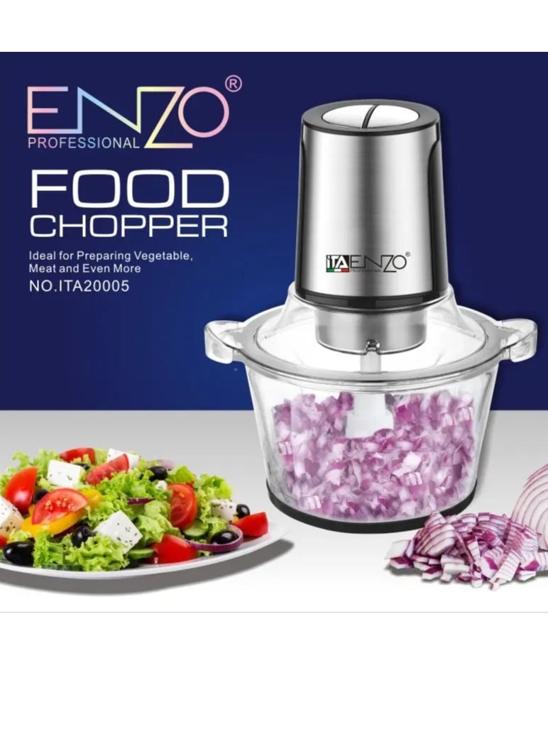 ENZO - ENZO Electric Mini 400W Home Food Blender Mincer Grinder Household Kitchen Knife Machine Electric Glass Bowl Meat Chopper ITA20005 - Image 1
