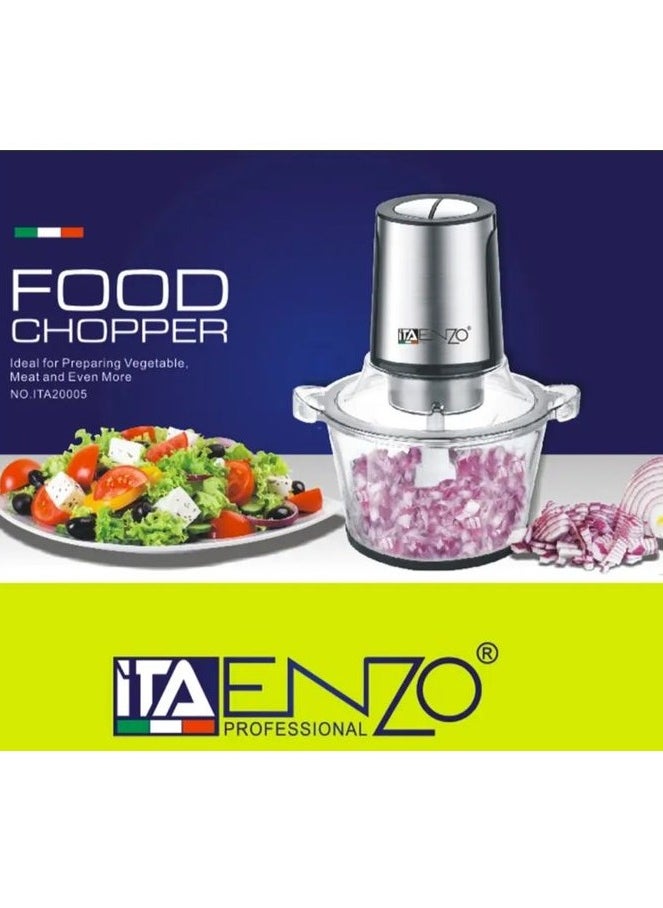 ENZO - ENZO Electric Mini 400W Home Food Blender Mincer Grinder Household Kitchen Knife Machine Electric Glass Bowl Meat Chopper ITA20005 - Image 1