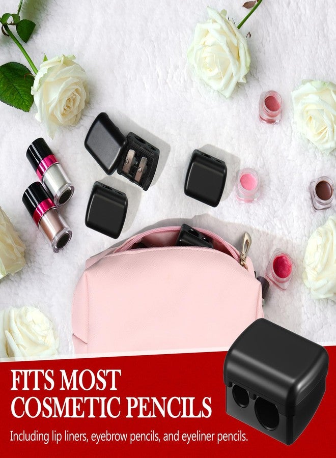 Faccito 6 Pcs Makeup Pencil Sharpener with Cover, Lip Liner Pencil Sharpener, Dual Hole Cosmetic Manual Tools for Eyeliner, Lip Liner, Eyebrow, Back to School Gifts for Classroom (Black) - Image 5