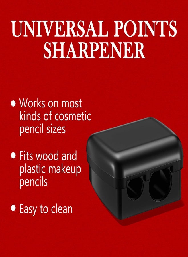 Faccito 6 Pcs Makeup Pencil Sharpener with Cover, Lip Liner Pencil Sharpener, Dual Hole Cosmetic Manual Tools for Eyeliner, Lip Liner, Eyebrow, Back to School Gifts for Classroom (Black) - Image 3