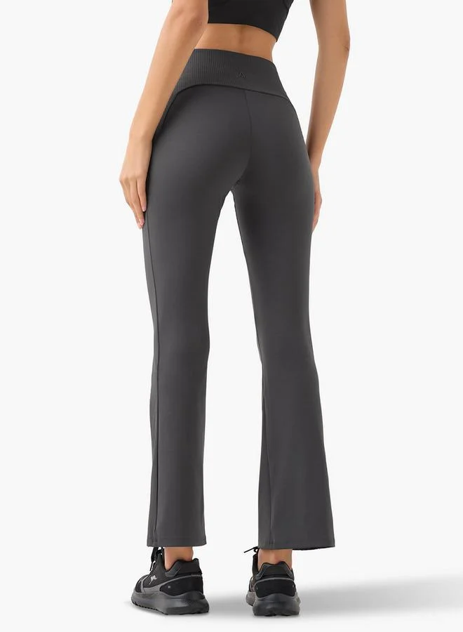 Splash Active  Regular Fit Flared Leggings with Ribbed Panel for Women | Best Price UAE