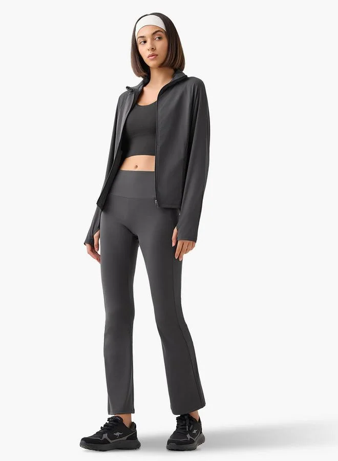 آكتف Regular Fit Flared Leggings with Ribbed Panel