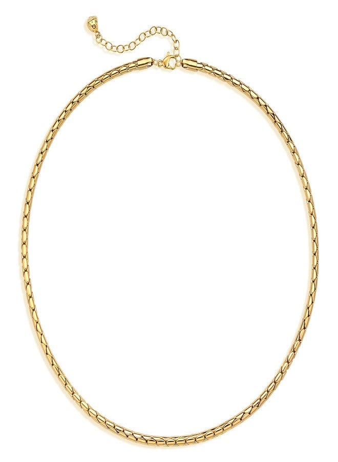 ميفيكو قلادة MEVECCO ذهبية للنساء، مطلية بالذهب عيار 18 قيراطًا بتقنية التفريغ، سلسلة بحرية مسطحة مقطوعة بالليزر، قلادة شوكر بسيطة، هدية مجوهرات رائعة لها - Image 1