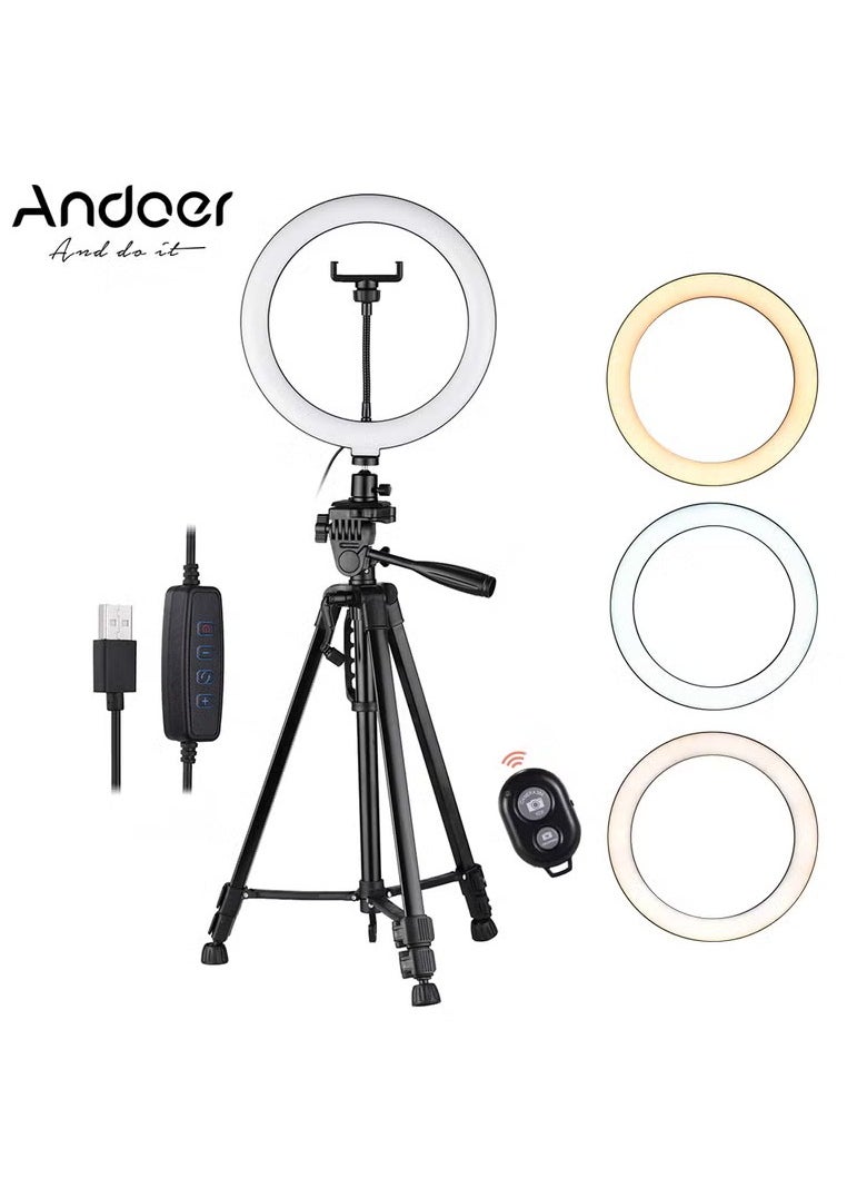 أندوير حلقة إضاءة LED مع حامل ثلاثي القوائم وحامل هاتف متعدد الألوان  - Image 1