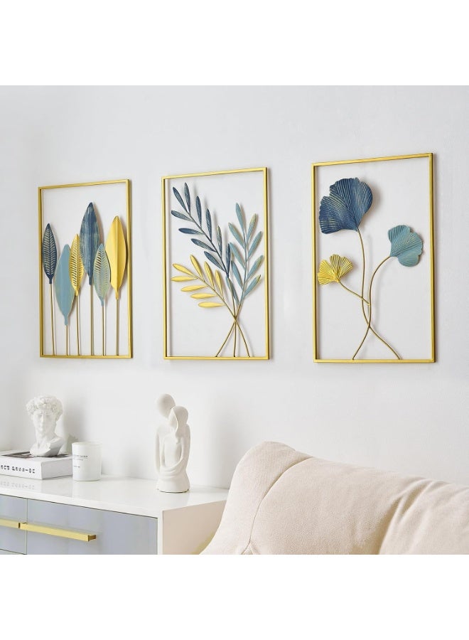 Gold Metal Wall Decor Leaf Wall Hanging Decoration, Set of 3 Metal Wall Art Home Decor for Living Room Office Bedroom Hotel - Image 5