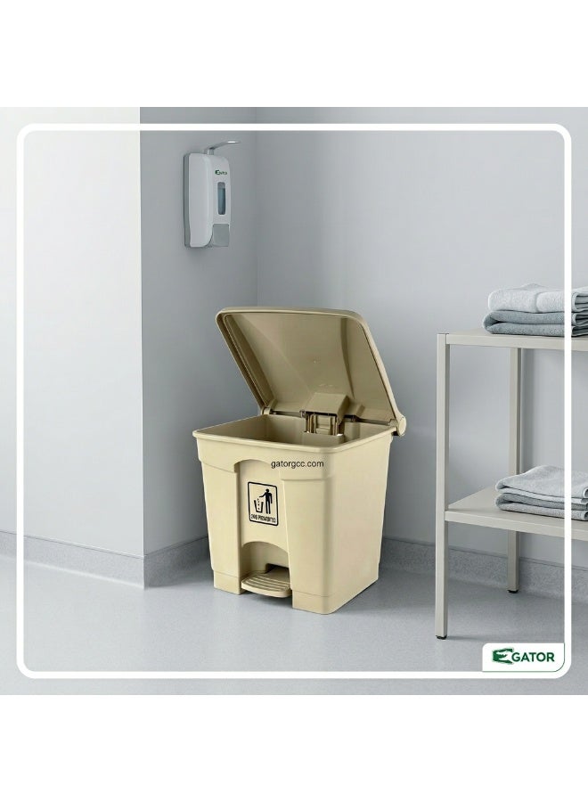 Gator Step Trash Bin | Plastic Matte Finish | Suitable For Bathrooms, Kitchens & Communal Spaces | Beige | 30 Liters - Image 5