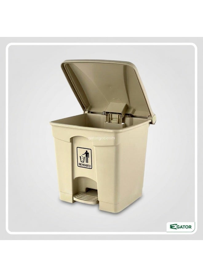 Gator Step Trash Bin | Plastic Matte Finish | Suitable For Bathrooms, Kitchens & Communal Spaces | Beige | 30 Liters - Image 1
