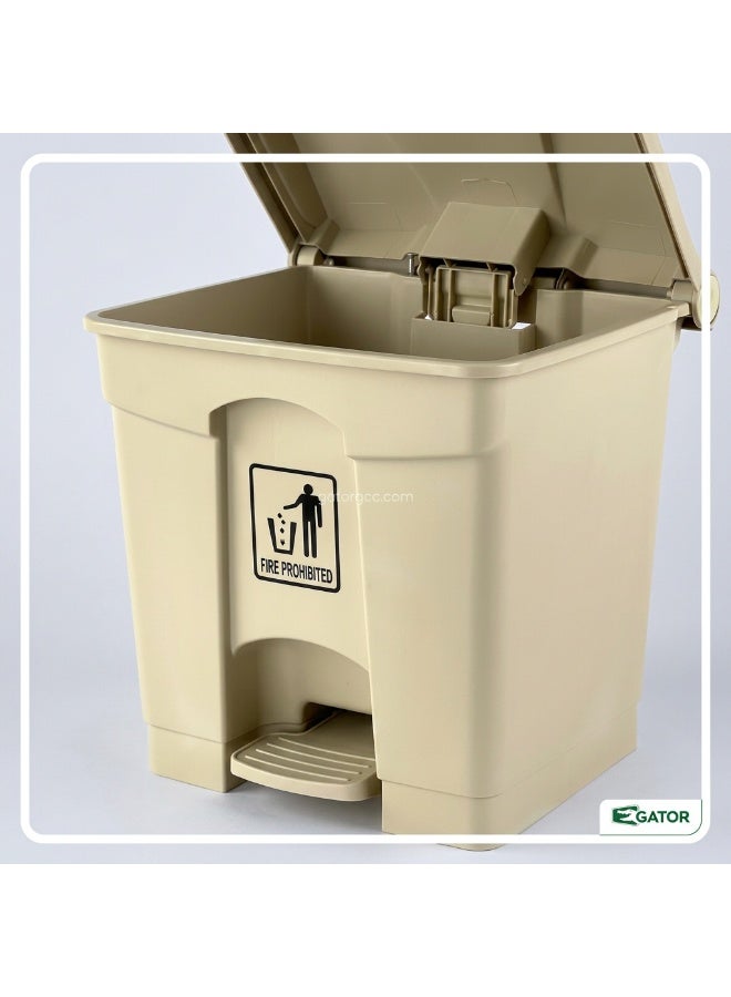 Gator Step Trash Bin | Plastic Matte Finish | Suitable For Bathrooms, Kitchens & Communal Spaces | Beige | 30 Liters - Image 3