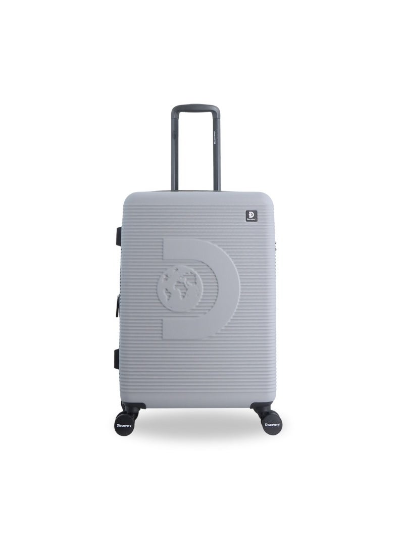 Discovery Discovery Eclipse ABS Hardside Checked Travel Luggage, Durable Lightweight 4 Double Wheel Expandable Trolley Bag, Extra Secure Combination Lock, 24" Suitcase, Check-In Medium Trolley - Light Grey.  - Image 1
