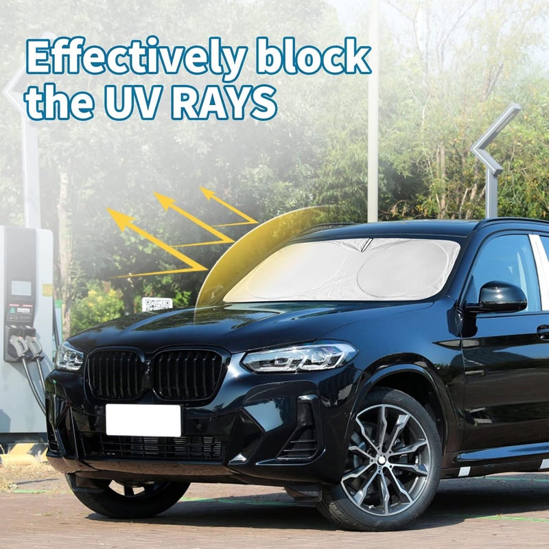 مظلة زجاج أمامي لسيارة X3 2019، مصممة خصيصًا لسيارات BMW X3 X5 2018-2024، واقي قابل للطي لـ X4 X7 X6، غطاء زجاج أمامي، واقي شمس من البوليستر العاكس، ملحقات سيارات الدفع الرباعي - Image 2