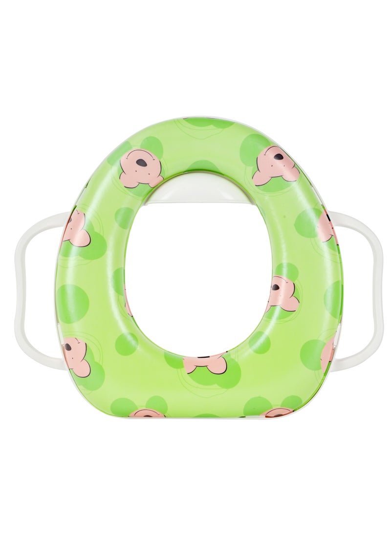 BABY PLUS Potty-Training Seat – Comfortable, Non-Slip Design with Handles, Fun Patterns, Easy-to-Clean for Babies, Toddlers, Boys & Girls, GREEN  - Image 1