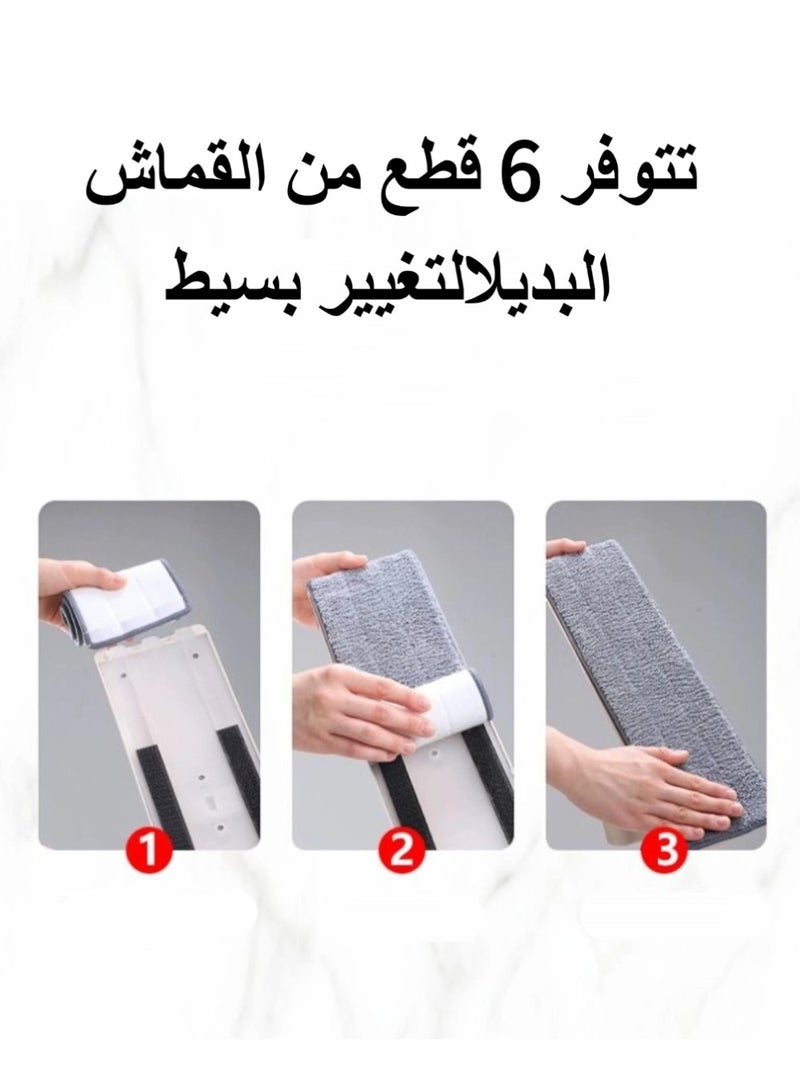 Rotatable Mop with Removable Mop Head, Mop Set comes with 6 Microfiber Mop Heads and Thickened Rod, Suitable for Cleaning All Types of Floors - Image 2