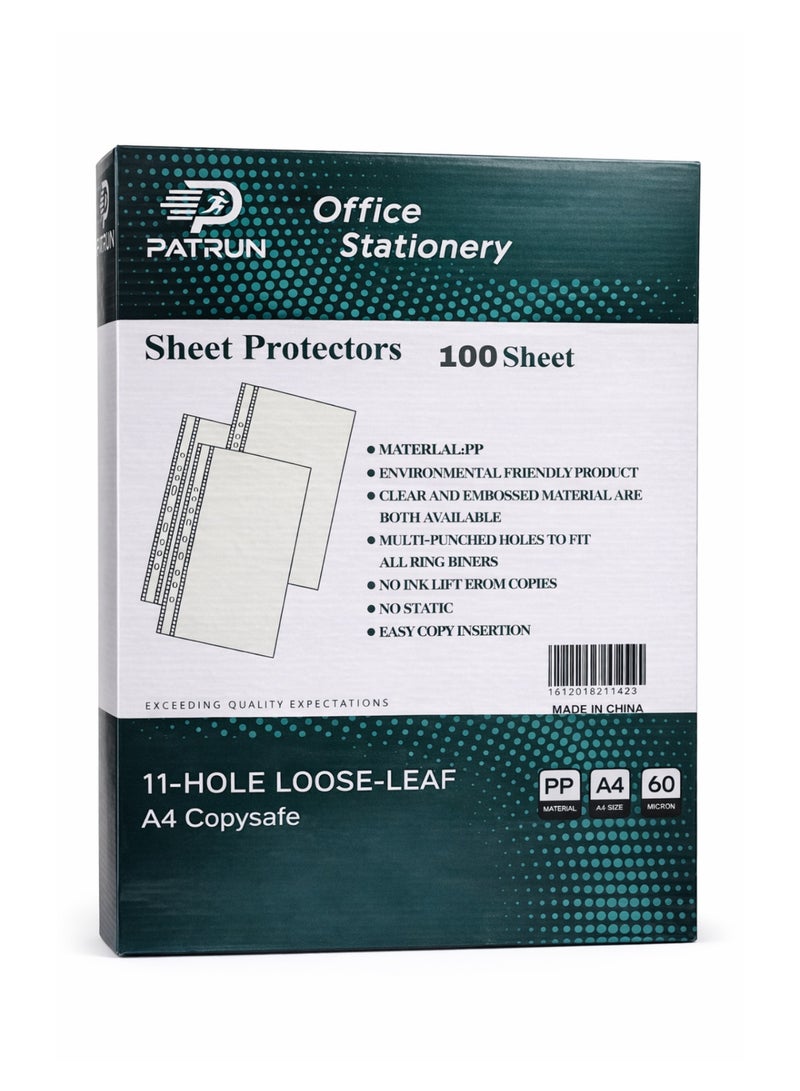 A4 Sheet Protectors 60 Micron 100 Pages Patrun - Image 1