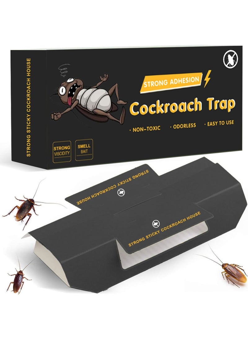 SOLARAE Roach Traps Indoor 10 Pack, Sticky Baited Cockroach Traps, Roach Killer Indoor Infestation, Adhesvie Glue Traps for Roaches, Insects, Home Bug Ant Spider Cricket, Child & Pet Friendly - Image 1