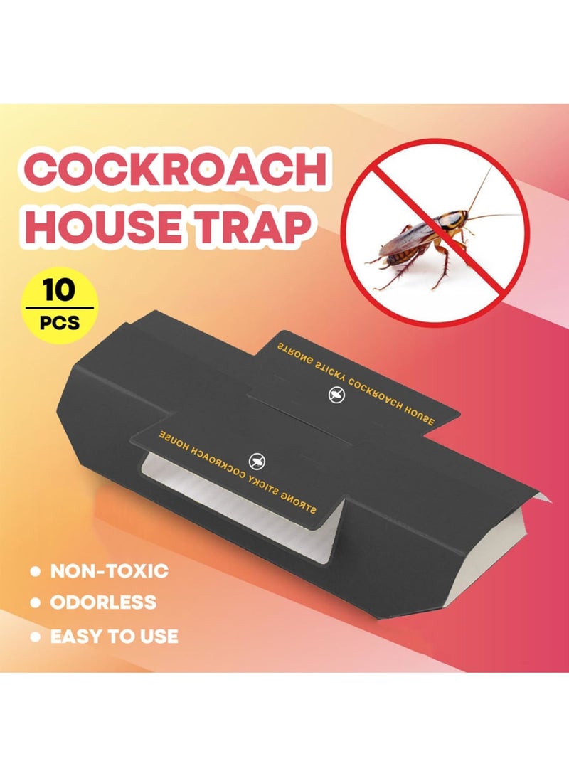 SOLARAE Roach Traps Indoor 10 Pack, Sticky Baited Cockroach Traps, Roach Killer Indoor Infestation, Adhesvie Glue Traps for Roaches, Insects, Home Bug Ant Spider Cricket, Child & Pet Friendly - Image 2