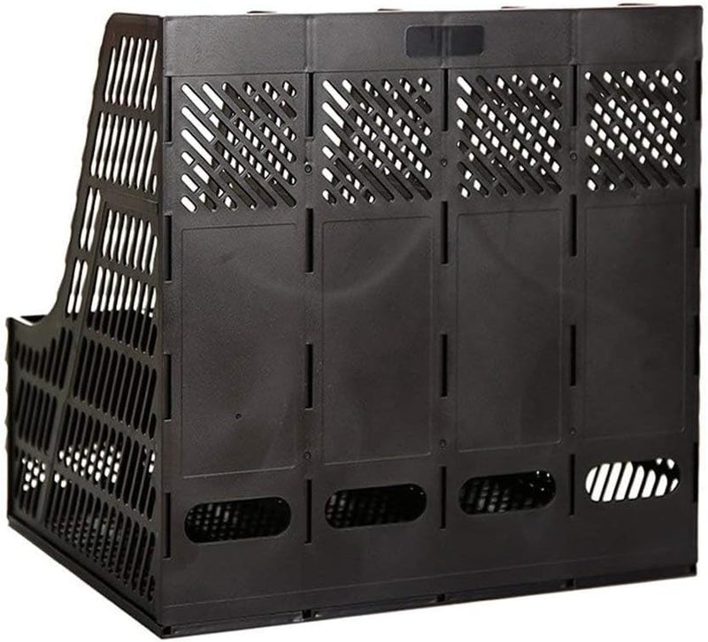SAYEEC Desktop Magazine Holder Desk File Organizer 4 Compartments Vertical File Dividers Book Holder Frames Document Cabinet Rack Storage Organizer Box for Home Office School Black - Image 4