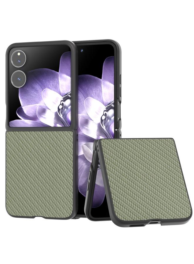 erorex For Xiaomi Mix Flip Black Frame Carbon Fiber Texture PU Phone Case(Green)