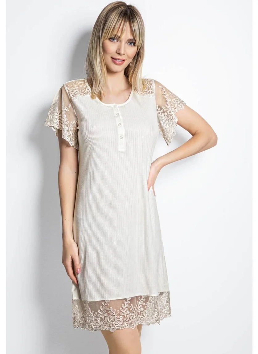 Monamise 19153 Short Sleeve Nightgown - Ecru