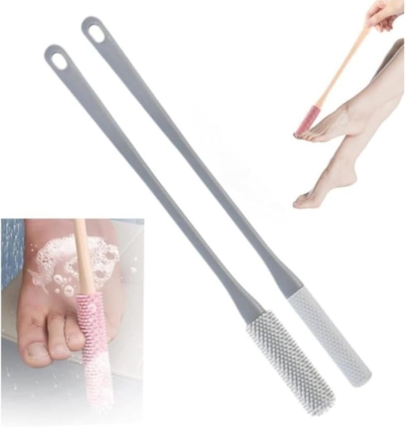 Happy Home 1pc Multifunctional Long Handle Silicone Bath Toe Cleaning Brush Multi-Purpose (Random Color)