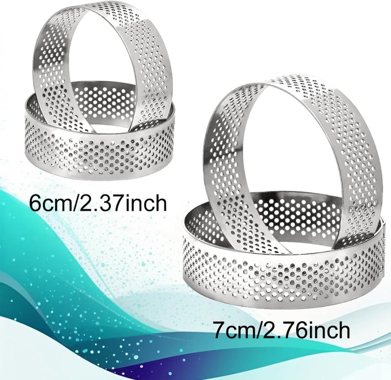 Aringfes 10 Pcs 2.37 Inch 304Stainless Steel Tart Ring, Heat-Resistant Perforated Cake Mousse Ring, Round Ring Baking doughnut tools (6cm) - Image 5