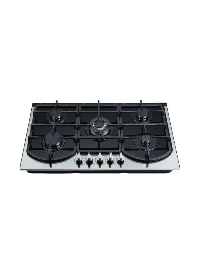 CM HIVER 90 Built-In Gas On Glass Hob – 90cm Black Tempered Glass Cooktop with 5 Burners, Cast Iron Pan Supports & Auto Ignition - Image 1