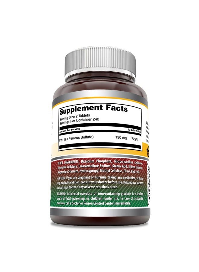 Amazing Nutrition مكمل الحديد ككبريتات الحديدوز | 65 ملغ | أقراص | غير معدلة وراثيًا | خالي من الغلوتين | صنع في الولايات المتحدة (480 حبة) - Image 2