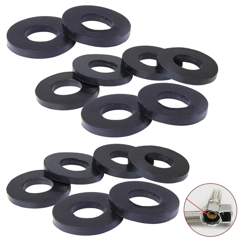 RecDec 100 Pack O-Rings Rubber Washer Seal Gasket 1/2" + 3/4" Camlock Fitting for Faucet Water Pipe Replacement Shower Hose Inlet Outlet Pipe Tap Nut Screw Connector Joints - Image 1