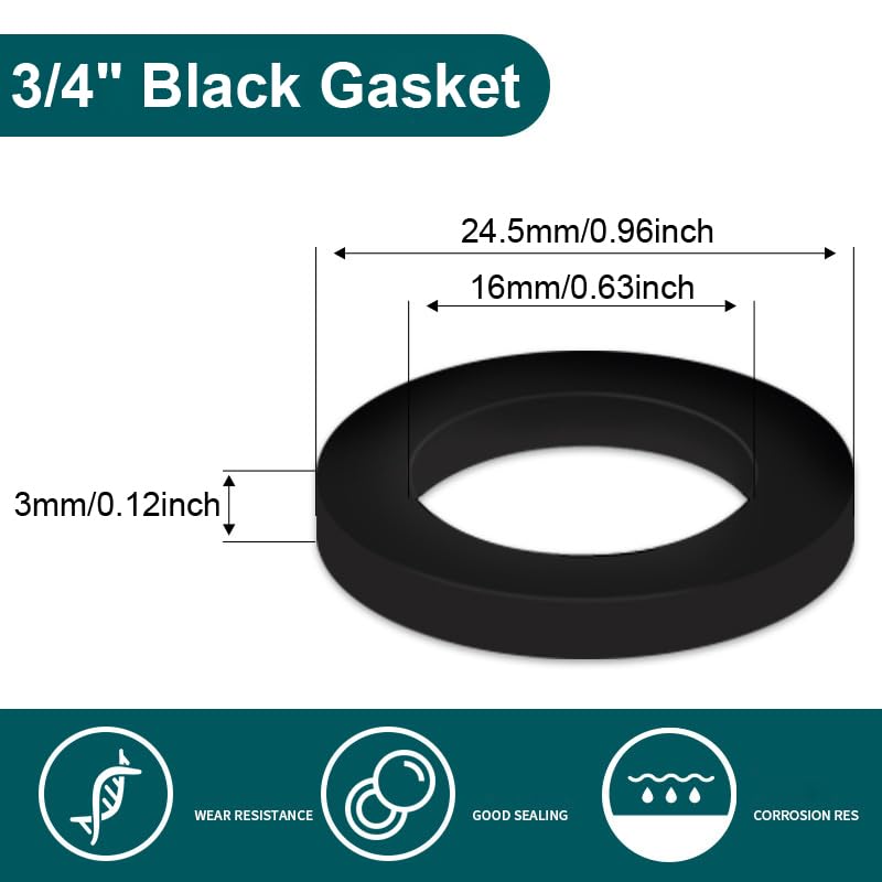 RecDec 100 Pack O-Rings Rubber Washer Seal Gasket 1/2" + 3/4" Camlock Fitting for Faucet Water Pipe Replacement Shower Hose Inlet Outlet Pipe Tap Nut Screw Connector Joints - Image 3