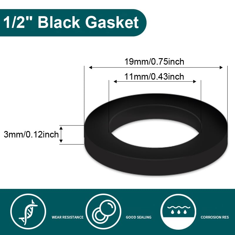 RecDec 100 Pack O-Rings Rubber Washer Seal Gasket 1/2" + 3/4" Camlock Fitting for Faucet Water Pipe Replacement Shower Hose Inlet Outlet Pipe Tap Nut Screw Connector Joints - Image 2