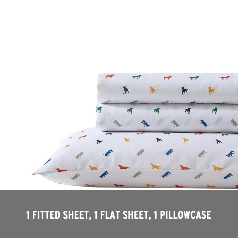 Eddie Bauer Kids - Queen Sheets, Stain-Resistant Toddler Bedding with Matching Sham(s), Super Soft, Ideal Boy Room Essentials (Buddy The Dog White, Queen) - Image 5