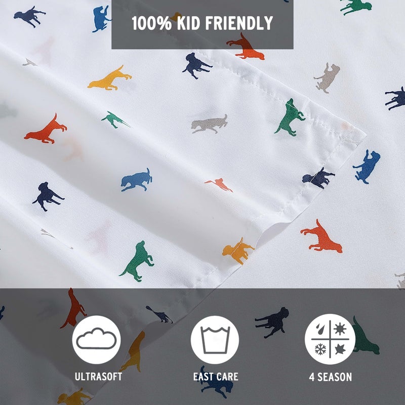 Eddie Bauer Kids - Queen Sheets, Stain-Resistant Toddler Bedding with Matching Sham(s), Super Soft, Ideal Boy Room Essentials (Buddy The Dog White, Queen) - Image 4