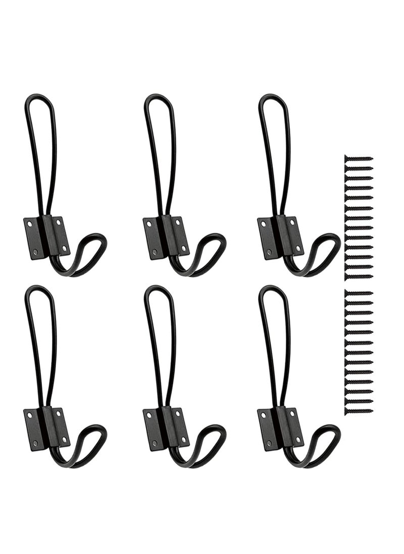 Generic - Rustic Entryway Hooks 6 Pack Farmhouse Hooks with Metal Screws Included, Black Decorative Wall Mounted Rustic Coat Hooks Rack, Double Vintage Organizer Hanging Wire Hook Clothes Hanger - Image 1