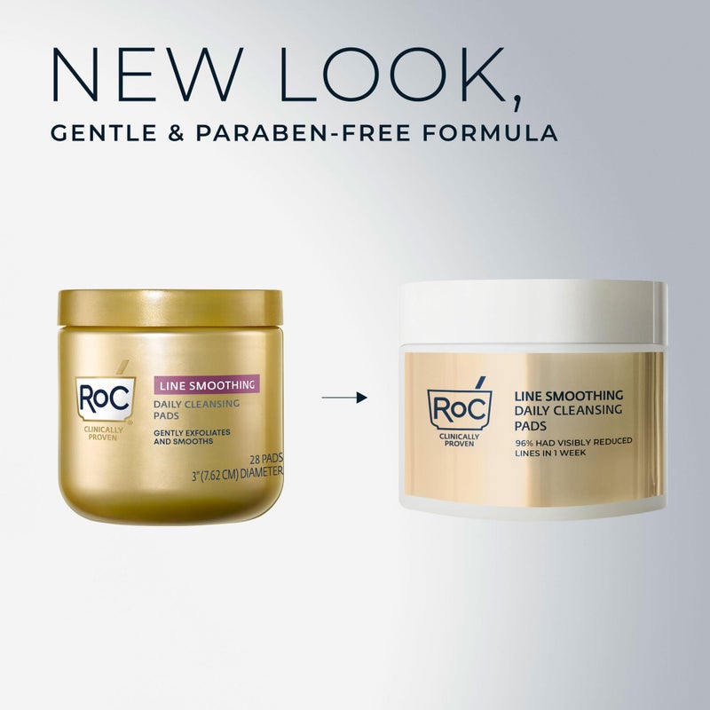 RoC أقراص روك لإعادة السطح، وسادات مزيل المكياج المقشرة غير المسببة للحساسية للتجاعيد وتوحيد لون البشرة، العناية بالبشرة غير المسببة للحساسية، منظف يومي خالي من الزيت، 28 قطعة (قد يختلف التعبئة) - Image 2