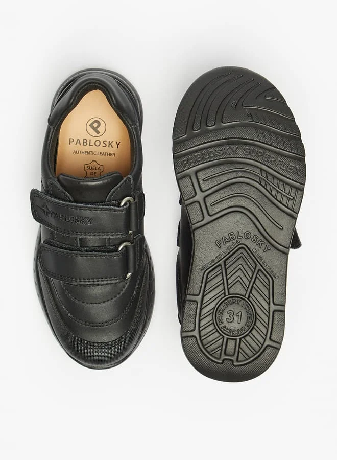 Pablosky Boys' Textured Sneakers with Hook and Loop Closure School Shoes