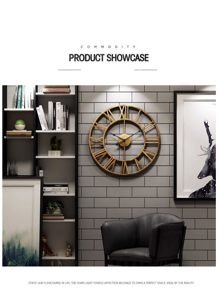 ARNOTEC 50CM Stunning Silent Skeleton Indoor/Garden Large Wall Clock Roman Numeral Open Face Metal Clock Round Iron  - Image 3