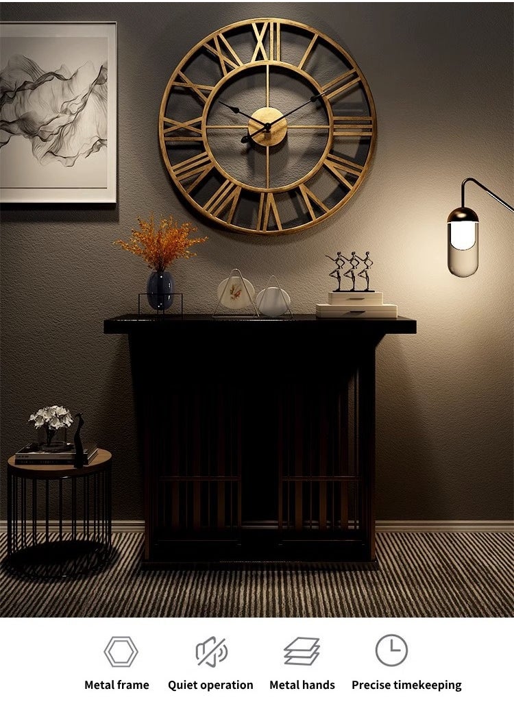 ARNOTEC 50CM Stunning Silent Skeleton Indoor/Garden Large Wall Clock Roman Numeral Open Face Metal Clock Round Iron  - Image 4