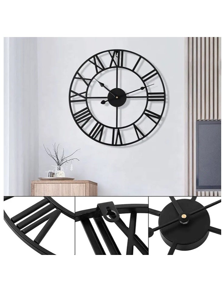 ARNOTEC 50CM Stunning Silent Skeleton Indoor/Garden Large Wall Clock Roman Numeral Open Face Metal Clock Round Iron  - Image 5