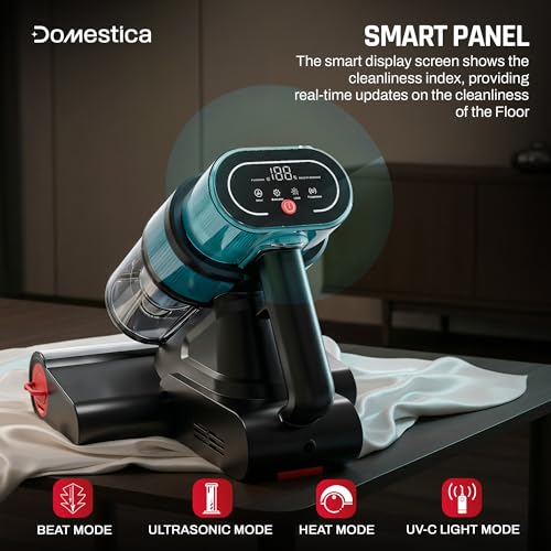 Domestica Dustro Pro Mattress Vacuum Cleaner For Home With Dust Sensor For Mites & Pet Hair|Bed Vacuum Cleaner With 16KPA Suction,UV-C Light,HEPA Filter,45000Rpm,Ultrasonic Waves & 60°C Heat Air,Black - Image 5