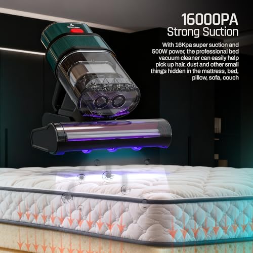 Domestica Dustro Pro Mattress Vacuum Cleaner For Home With Dust Sensor For Mites & Pet Hair|Bed Vacuum Cleaner With 16KPA Suction,UV-C Light,HEPA Filter,45000Rpm,Ultrasonic Waves & 60°C Heat Air,Black - Image 3