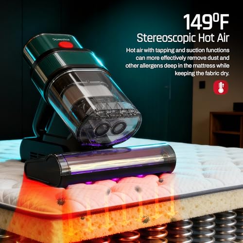 Domestica Dustro Pro Mattress Vacuum Cleaner For Home With Dust Sensor For Mites & Pet Hair|Bed Vacuum Cleaner With 16KPA Suction,UV-C Light,HEPA Filter,45000Rpm,Ultrasonic Waves & 60°C Heat Air,Black - Image 4